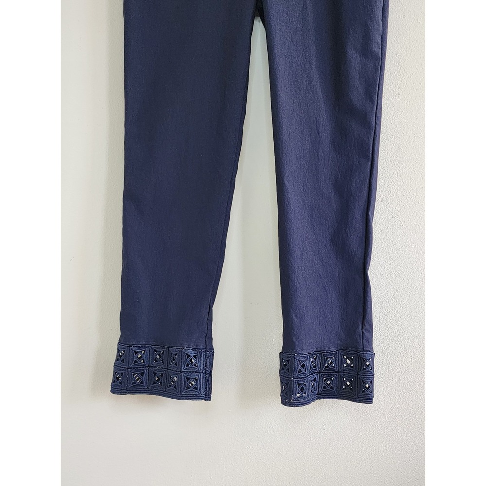 Womens Crochet Trim Capri Pants Size 6R Casual Stretch Comfort Classic Old Money